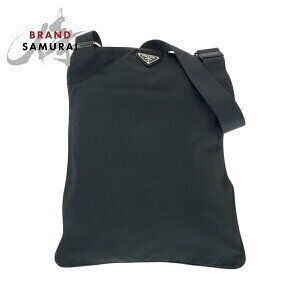 Prada Tessuto triangular logo plate black nylon shoulder bag
